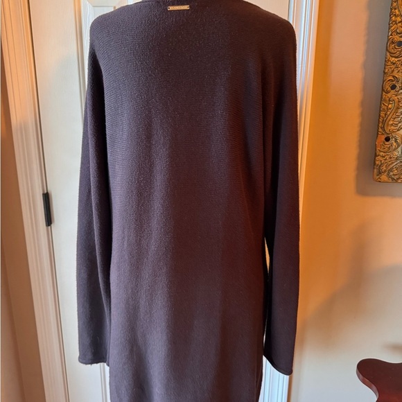 Michael Kors Dark Brown Oversized Women's Sweater featuring gold toned zippers - Picture 3 of 11